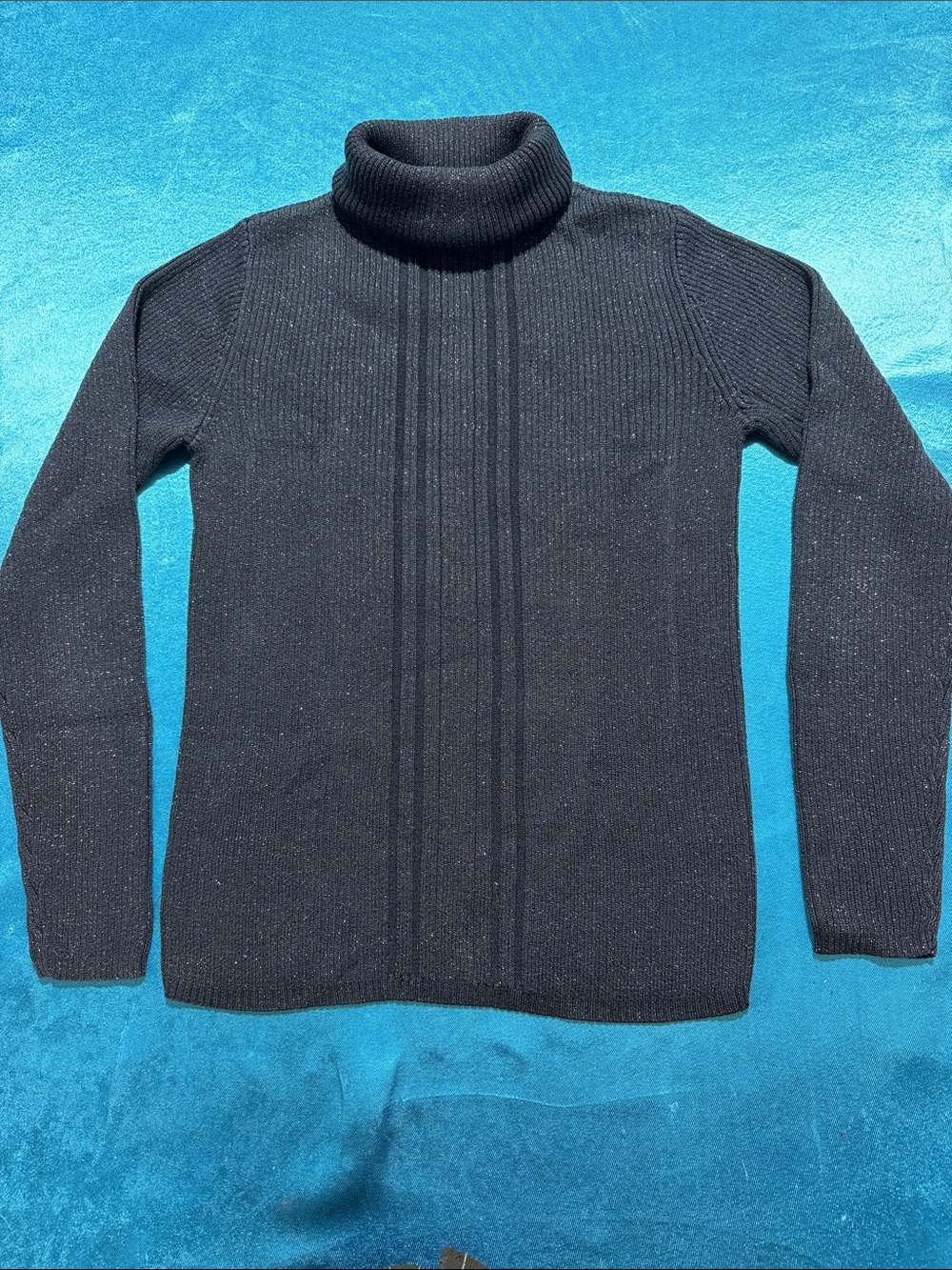 Liz Claiborne Black Ribbed-Panel Turtleneck Sweater